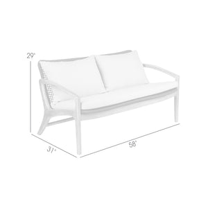 English Elm Liora Outdoor Sofa: Stylish Dark Eucalyptus Wood, Gray Rope, Plush White Cushions For Comfort B2736P354323