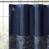 Madison Park Aubrey Traditional Jacquard Shower Curtain MP70-6459 Navy