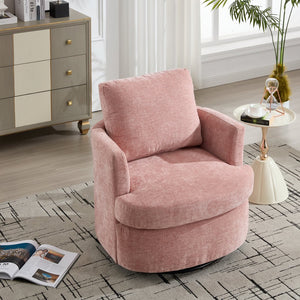 English Elm swivel Chenille Upholstered Office Chair with Metal Turntable, Breathable Durable Wood Frame for Comfort and Style Pink W2120P322756