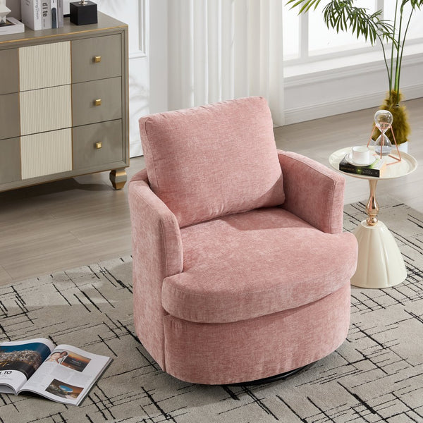 English Elm swivel Chenille Upholstered Office Chair with Metal Turntable, Breathable Durable Wood Frame for Comfort and Style Pink W2120P322756