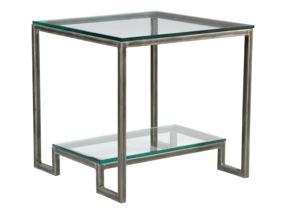 Lexington Artistica Home Bonaire Square End Table - Handcrafted Metal Design With Elegant Glass Top And Exquisite Finish St. Laurent Wood 2016-957-44