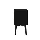 IDEAZ 1630APB Black Mid Century 2 Drawer Nightstand Black 1630APB