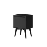 IDEAZ 1630APB Black Mid Century 2 Drawer Nightstand Black 1630APB