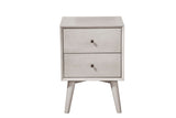 IDEAZ 1631APB Gray Mid Century 2 Drawer Nightstand Gray 1631APB