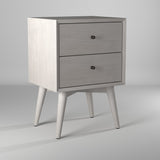 IDEAZ 1631APB Gray Mid Century 2 Drawer Nightstand Gray 1631APB