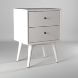 IDEAZ 1632APB White Mid Century 2 Drawer Nightstand White 1632APB