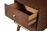 IDEAZ 1633APB White Mid Century 2 Drawer Nightstand Walnut 1633APB