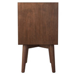 IDEAZ 1633APB White Mid Century 2 Drawer Nightstand Walnut 1633APB