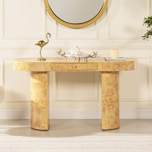 English Elm Jennifer Taylor Home - Jesse 55.5" Oval Computer Desk - Stylish Mid-Century Design In Warm Burl Wood For Modern Workspaces B2719P238529