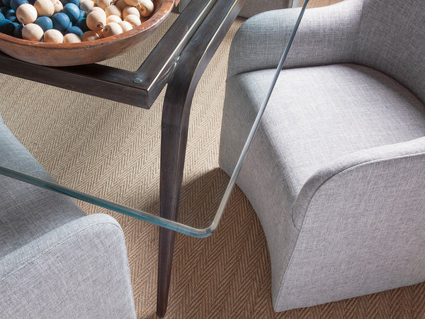 Lexington Artistica Home Riley Arm Chair - Elegant Solid Mahogany Frame With Upholstered Linen Weave And Easy-moving Casters No Finish Wood 2086-881-01