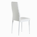 Hearth and Haven Kinetic PU Leather Upholstered Dining Chair with Diamond Grid Pattern, Set of 6, White W29904663