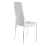 Hearth and Haven White Modern Minimalist Dining Chair Fireproof Leather Sprayed Metal Pipe Diamond Grid Pattern Restaurant Home Conference Chair Set Of 6 W29904663