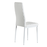 Hearth and Haven Kinetic PU Leather Upholstered Dining Chair with Diamond Grid Pattern, Set of 6, White W29904663