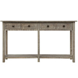 English Elm Trexm Rustic Brushed Texture Entryway Table Console Table With Drawers and Bottom Shelf For Living Room (Grey Wash)