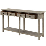 English Elm Trexm Rustic Brushed Texture Entryway Table Console Table With Drawers and Bottom Shelf For Living Room (Grey Wash)