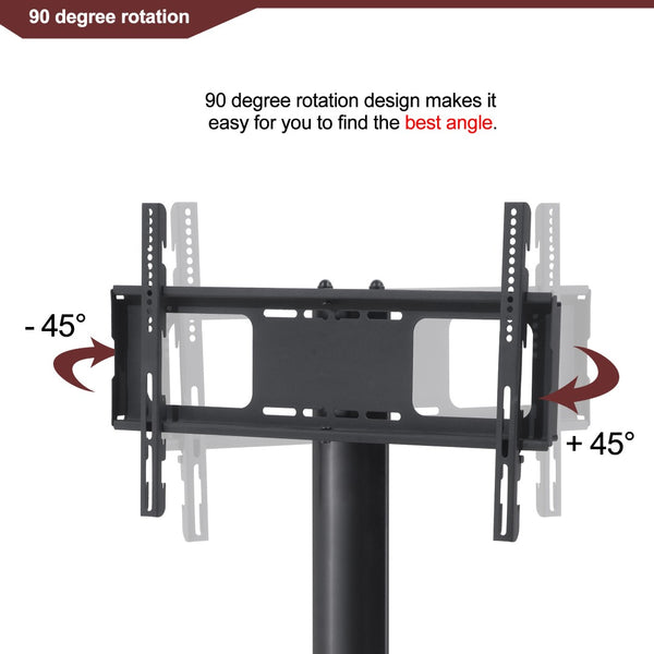 English Elm Black Tempered Glass Three Tier Tv Stand with Swivel Mount for Modern Living Rooms W24105047