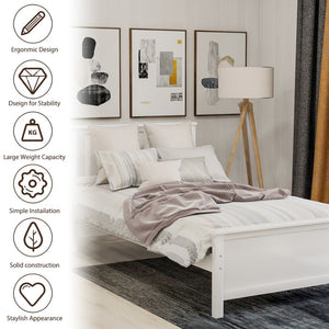 English Elm Twin Pine Wood Platform Bed Walnut Finish Panel Headboard Slat Support No Box Spring WF191769AAK