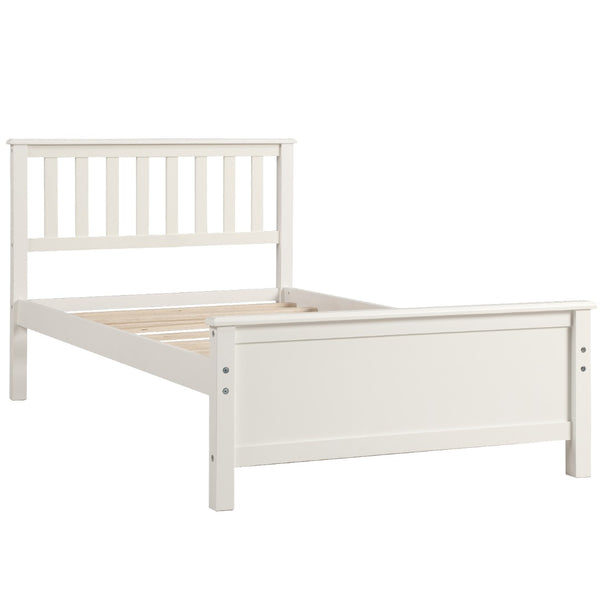 English Elm Twin Pine Wood Platform Bed Walnut Finish Panel Headboard Slat Support No Box Spring WF191769AAK