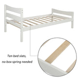 Hearth and Haven Zenithon Twin Size Platform Bed with Headboard and Slat Support, White WF191768AAK