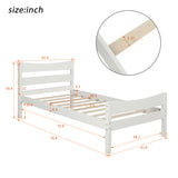 Hearth and Haven Zenithon Twin Size Platform Bed with Headboard and Slat Support, White WF191768AAK