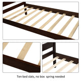 Hearth and Haven Zenithon Twin Size Platform Bed with Headboard and Slat Support, Espresso WF191768AAP