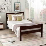 Hearth and Haven Zenithon Twin Size Platform Bed with Headboard and Slat Support, Espresso WF191768AAP