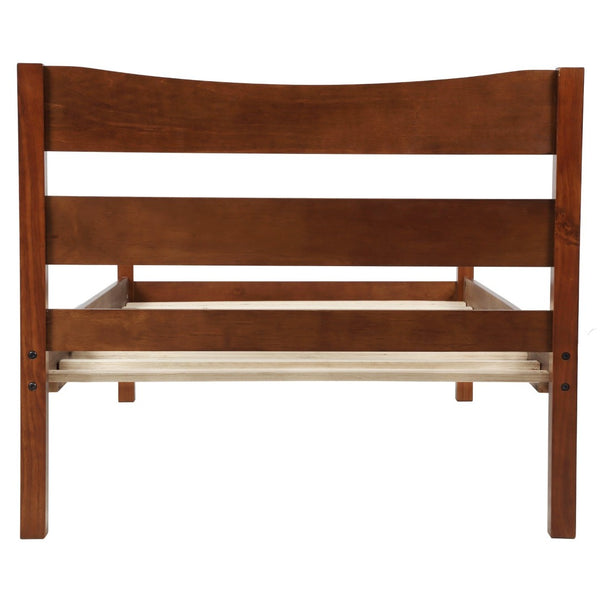 English Elm [not Twin Pine Wood Platform Bed Curved Headboard Walnut Finish Minimalist Bedroom Frame WF191768AAD