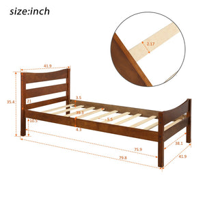 English Elm [not Twin Pine Wood Platform Bed Curved Headboard Walnut Finish Minimalist Bedroom Frame WF191768AAD