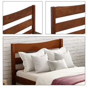 English Elm [not Twin Pine Wood Platform Bed Curved Headboard Walnut Finish Minimalist Bedroom Frame WF191768AAD