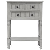 English Elm Trexm Narrow Console Table, Slim Sofa Table With Three Storage Drawers and Bottom Shelf For Living Room, Easy Assembly (Gray Wash)