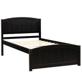 Hearth and Haven Elixir Platform Bed with Lower Footboard and Wood Supporting Slats, Espresso WF190781AAP