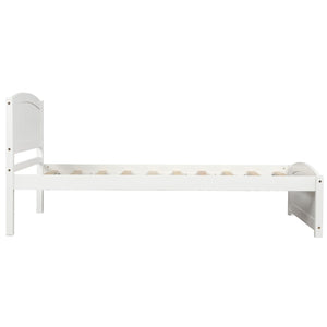 English Elm Wood Twin Platform Bed Solid Pine Frame Walnut Finish with Headboard and Slat Support WF190781AAK