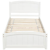 Hearth and Haven Wood Platform Bed with Headboard, Footboard and Wood Slat Support WF190781AAK