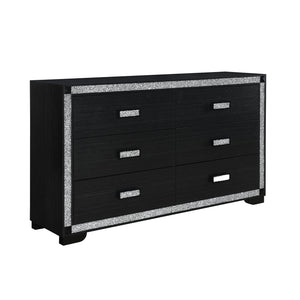 English Elm Soulmarie Glitter Chest with Spacious Drawers and Curved Legs in Solid Wood and MDF, Sturdy Build Charcoal 65.94 L x 20.28 W x 37.99 H B201P410793
