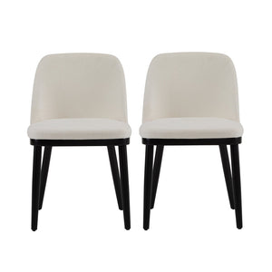 English Elm Dining Chair Set of 2 Mid-century Walnut Wood Frame Upholstered Seat and Back Beige N771P237031M