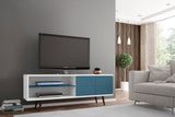 Manhattan Comfort Liberty Mid-Century Modern TV Stand White and Aqua Blue 201AMC63