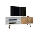 Liberty 62.99" Mid-Century Modern TV Stand in White and 3D Brown Prints 201AMC67 Manhattan Comfort