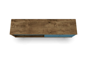 Manhattan Comfort Liberty Mid-Century Modern TV Stand Rustic Brown and Aqua Blue 201AMC93