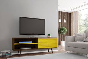 Manhattan Comfort Liberty Mid-Century Modern TV Stand Rustic Brown and Yellow 201AMC94