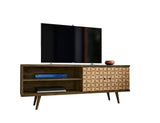 Liberty 62.99" Mid-Century Modern TV Stand in Rustic Brown and 3D Brown Prints 201AMC97 Manhattan Comfort