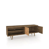 Liberty 62.99" Mid-Century Modern TV Stand in Rustic Brown and 3D Brown Prints 201AMC97 Manhattan Comfort