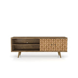 Liberty 62.99" Mid-Century Modern TV Stand in Rustic Brown and 3D Brown Prints 201AMC97 Manhattan Comfort