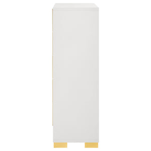 English Elm Medici Elegant 5-Drawer Chest With Modern White Finish & Gold Accents For Stylish Storage Solutions B062P353271