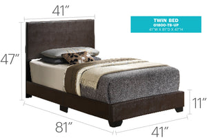 English Elm Aaron G1800-TB-UP Twin Bed with Durable Cappuccino PU Upholstery, Low-Profile Design, Ships Fast Beige 4 L x 33 W x 44 H B078108065