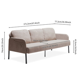 English Elm 3 Seater Polyester Upholstered Sofa Compact Modern Couch for Apartment Living W1164P239083