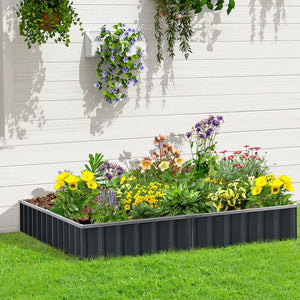 English Elm Outsunny 8.5' X 3' Galvanized Steel Raised Garden Bed - Perfect Planter For Vegetables, Herbs & Flowers W2225P217238-GIGA