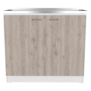 English Elm Oklahoma Utility Sink With Double Door Cabinet - Durable Stainless Steel Worktop For Storage Solutions B128S00141
