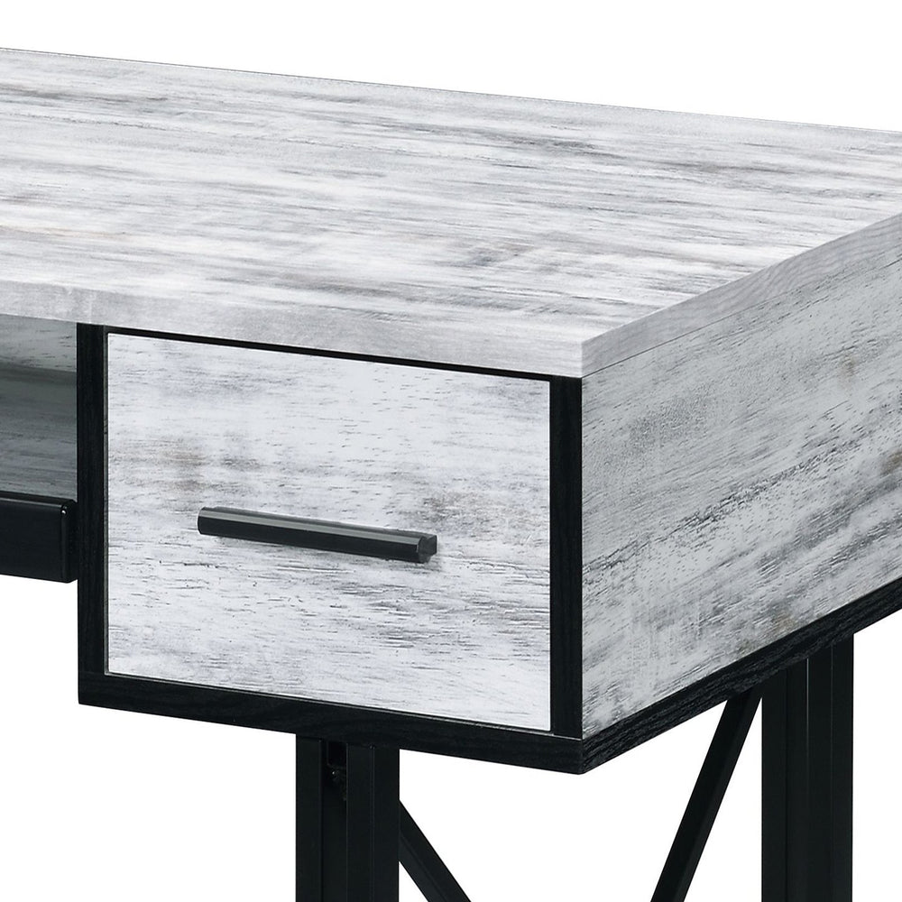 English Elm Antique Rectangular Computer Desk with Keyboard Tray, 2 Drawers, Smooth Metal Glides, 47.5"W Workspace B062P184558