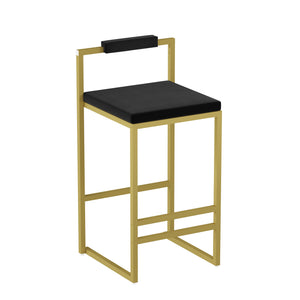 English Elm Modern Velvet Counter Height Bar Stools Set Of 2 - Stylish Gold & Black Upholstered Dining Chairs W1757P310419