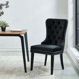!nspire Rizzo Side Chair Black/Black Velvet/Solid Wood